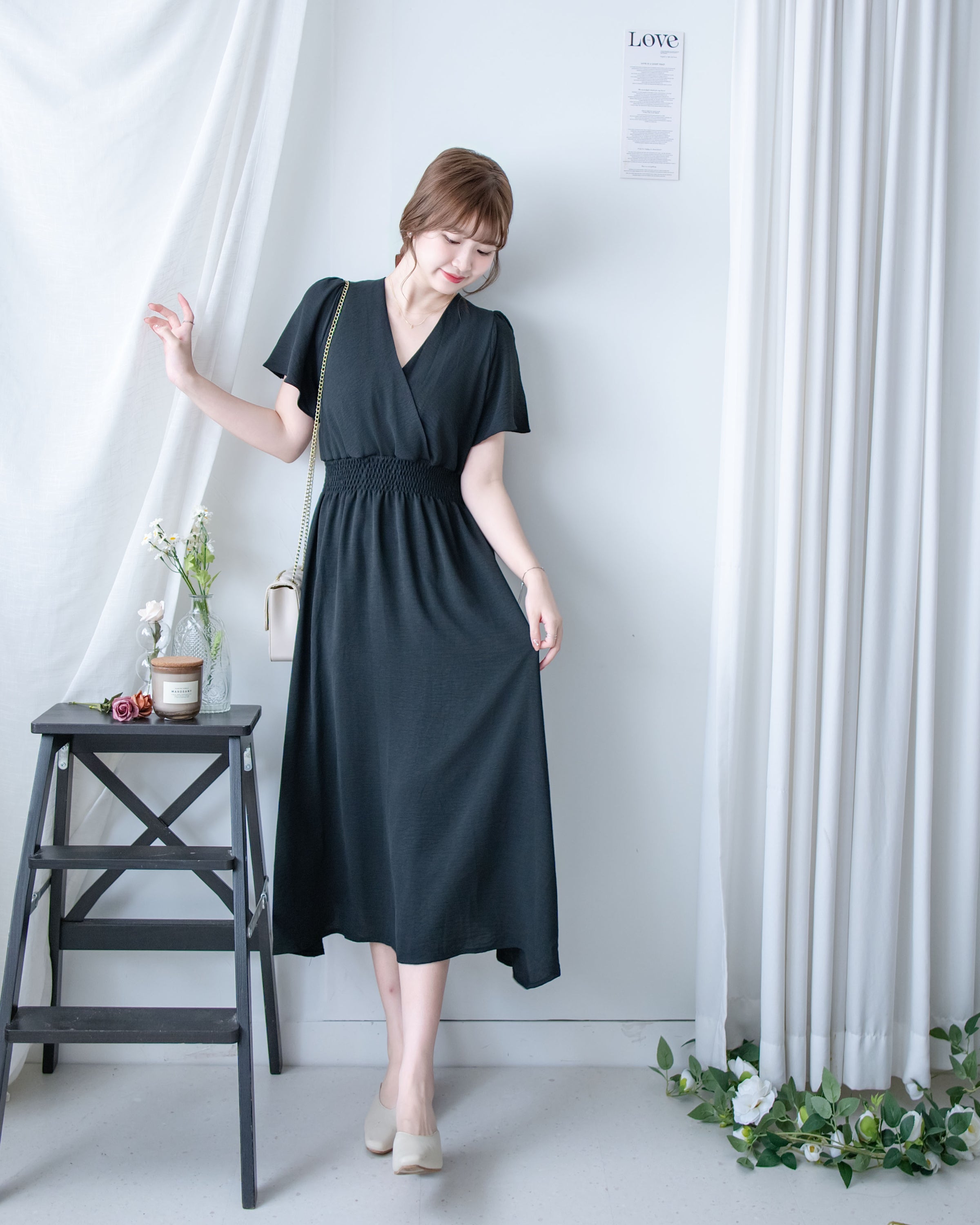 Wrap Dress 抗皺雪紡後帶傘形搖曳連身裙 / DS1144