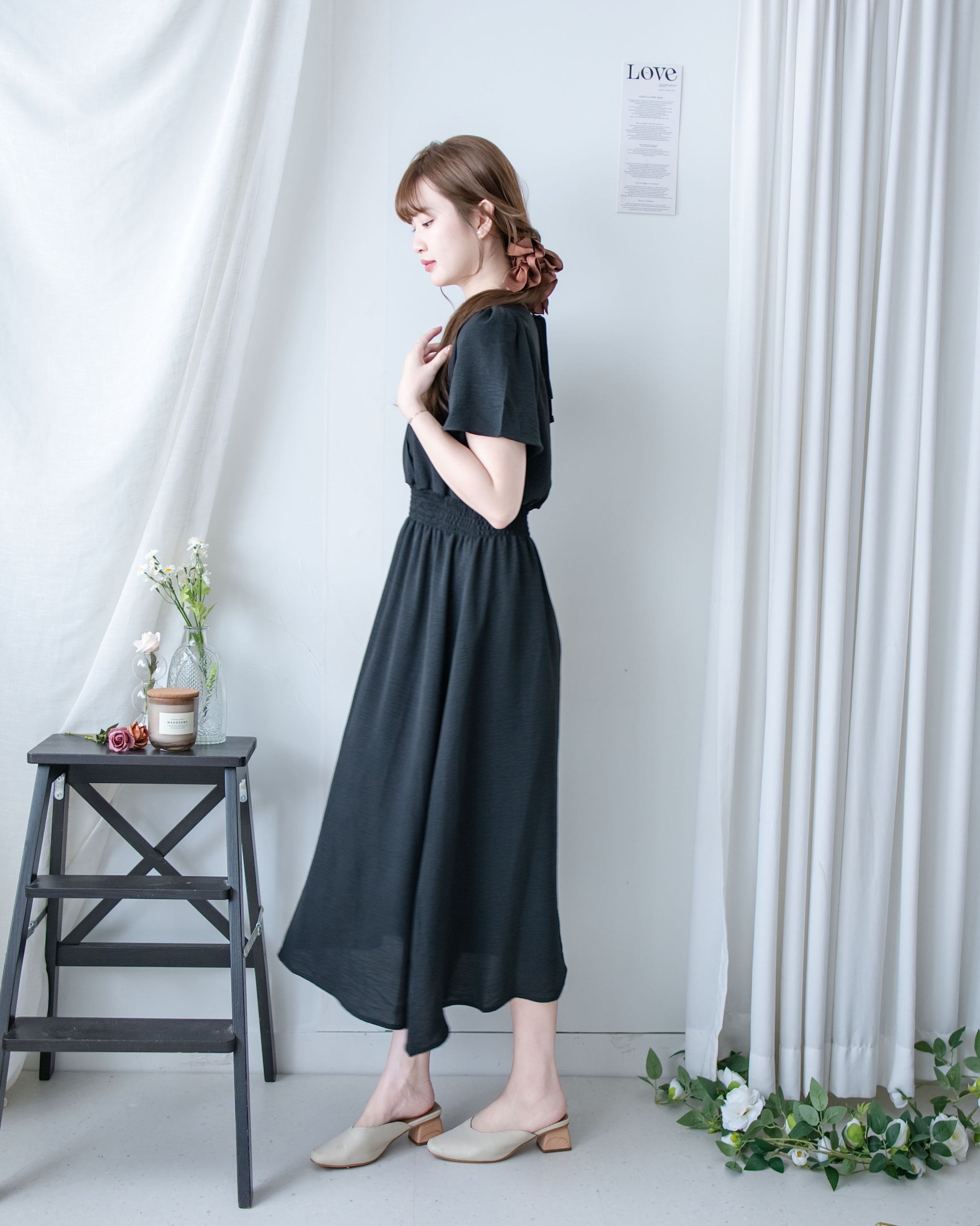 Wrap Dress 抗皺雪紡後帶傘形搖曳連身裙 / DS1144