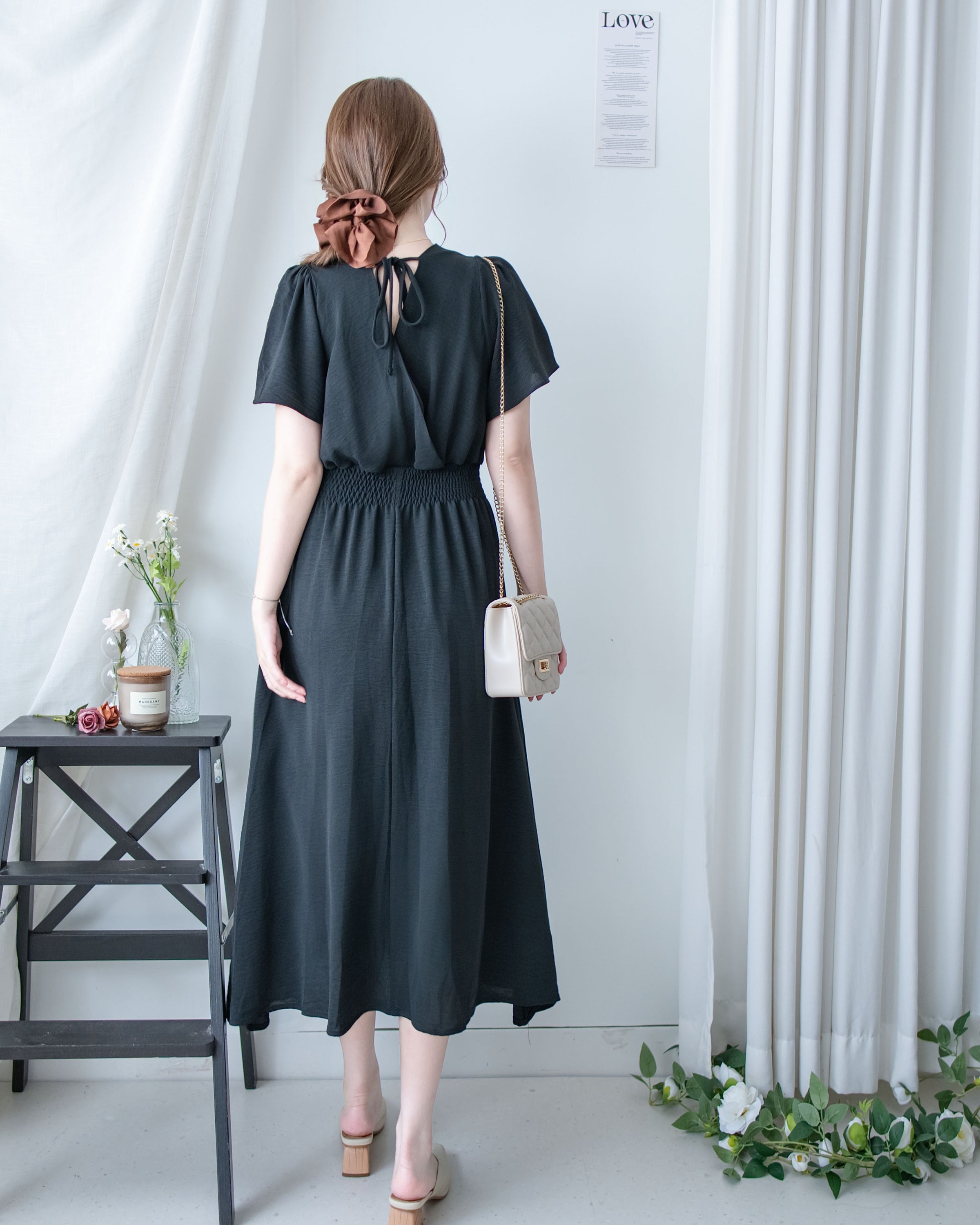 Wrap Dress 抗皺雪紡後帶傘形搖曳連身裙 / DS1144