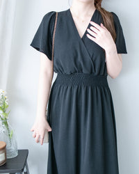 Wrap Dress 抗皺雪紡後帶傘形搖曳連身裙 / DS1144