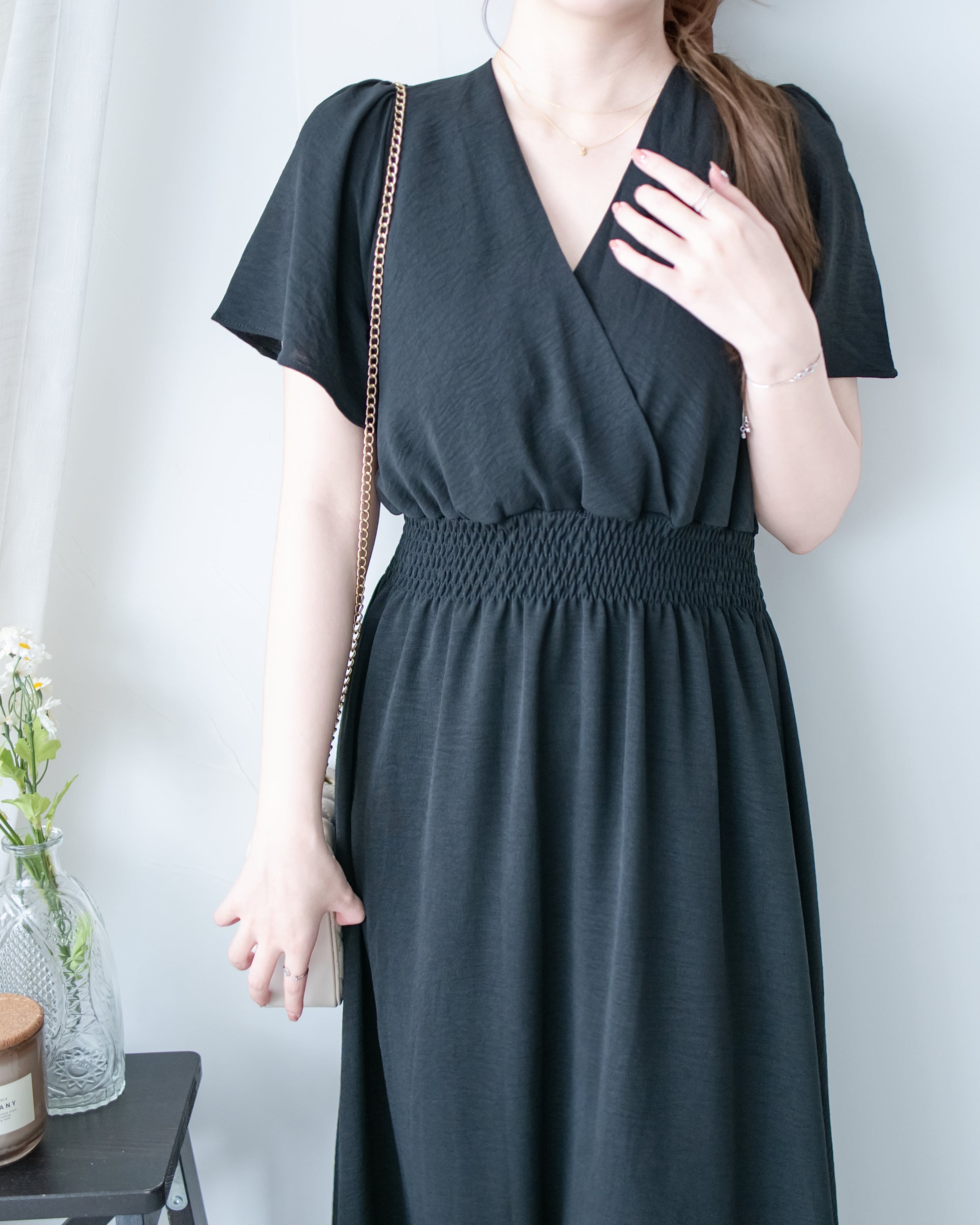 Wrap Dress 抗皺雪紡後帶傘形搖曳連身裙 / DS1144