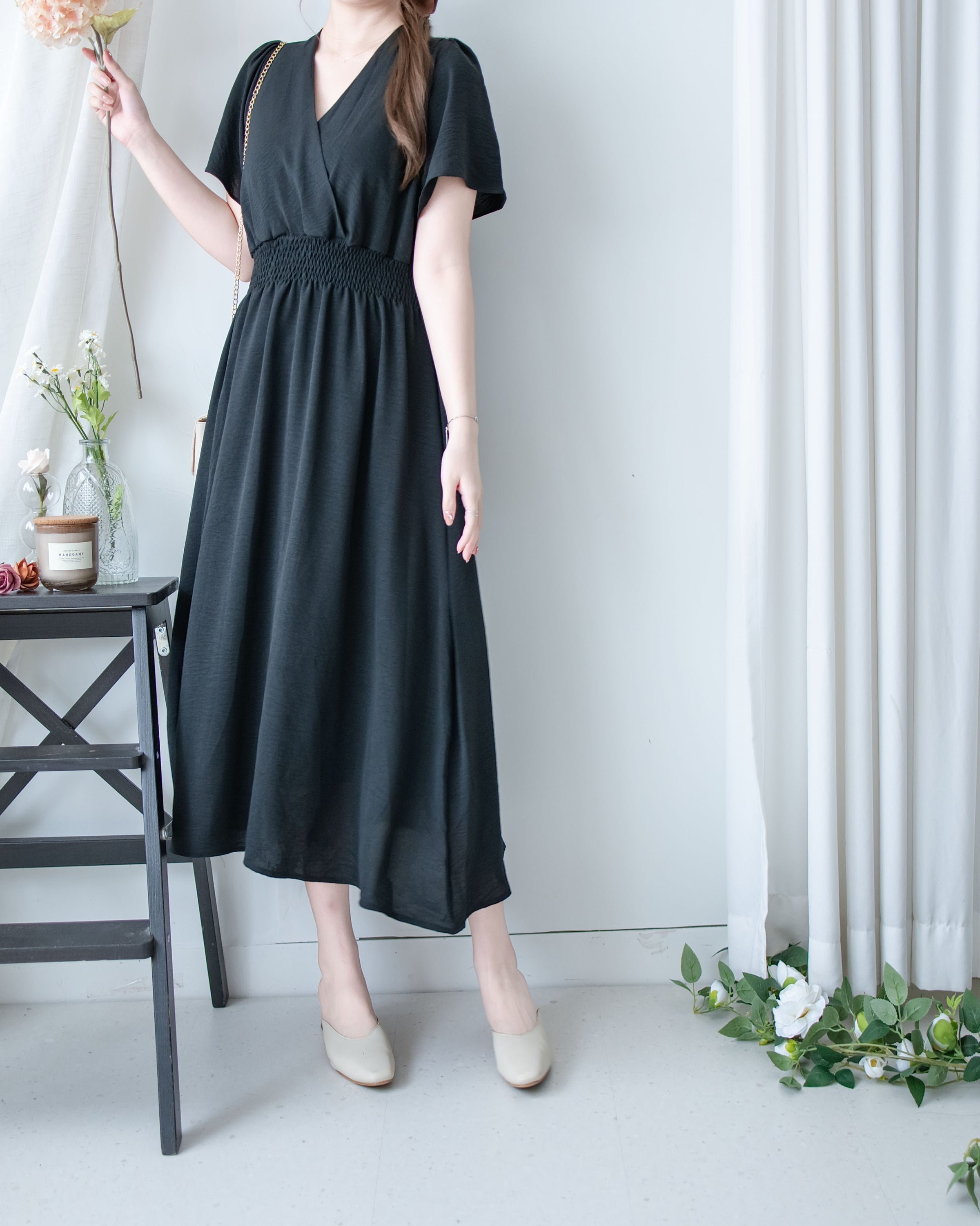 Wrap Dress 抗皺雪紡後帶傘形搖曳連身裙 / DS1144