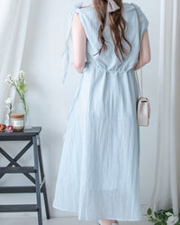Ribbon Scarf Dress 垂墜絲帶船領輕盈浪漫連身裙/ DS1150