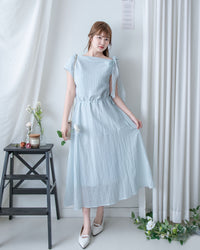 Ribbon Scarf Dress 垂墜絲帶船領輕盈浪漫連身裙/ DS1150