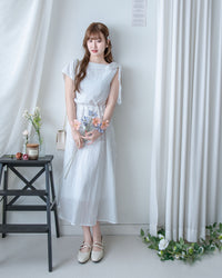 Ribbon Scarf Dress 垂墜絲帶船領輕盈浪漫連身裙/ DS1150
