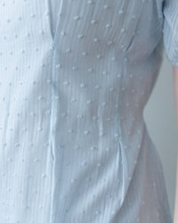 （附送打底裙）Dot Dress 暗條紋棉質方領點紋顯瘦腰線連身裙/ DS1146