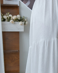 V Fine Belt Dress 法式暗條紋防皺V領拼接裙擺連衣裙/ DS1152