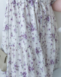Acasia Dress 淡雅花束防皺暗格紋修腰連身裙/ DS1147