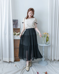 Chiffon Pleated Skirt 輕盈雪紡飄逸層次百褶長裙/SK8946