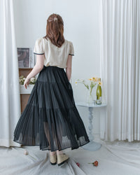 Coco Blouse 涼感微光拼色顯瘦傘袖上衣/ BU9146