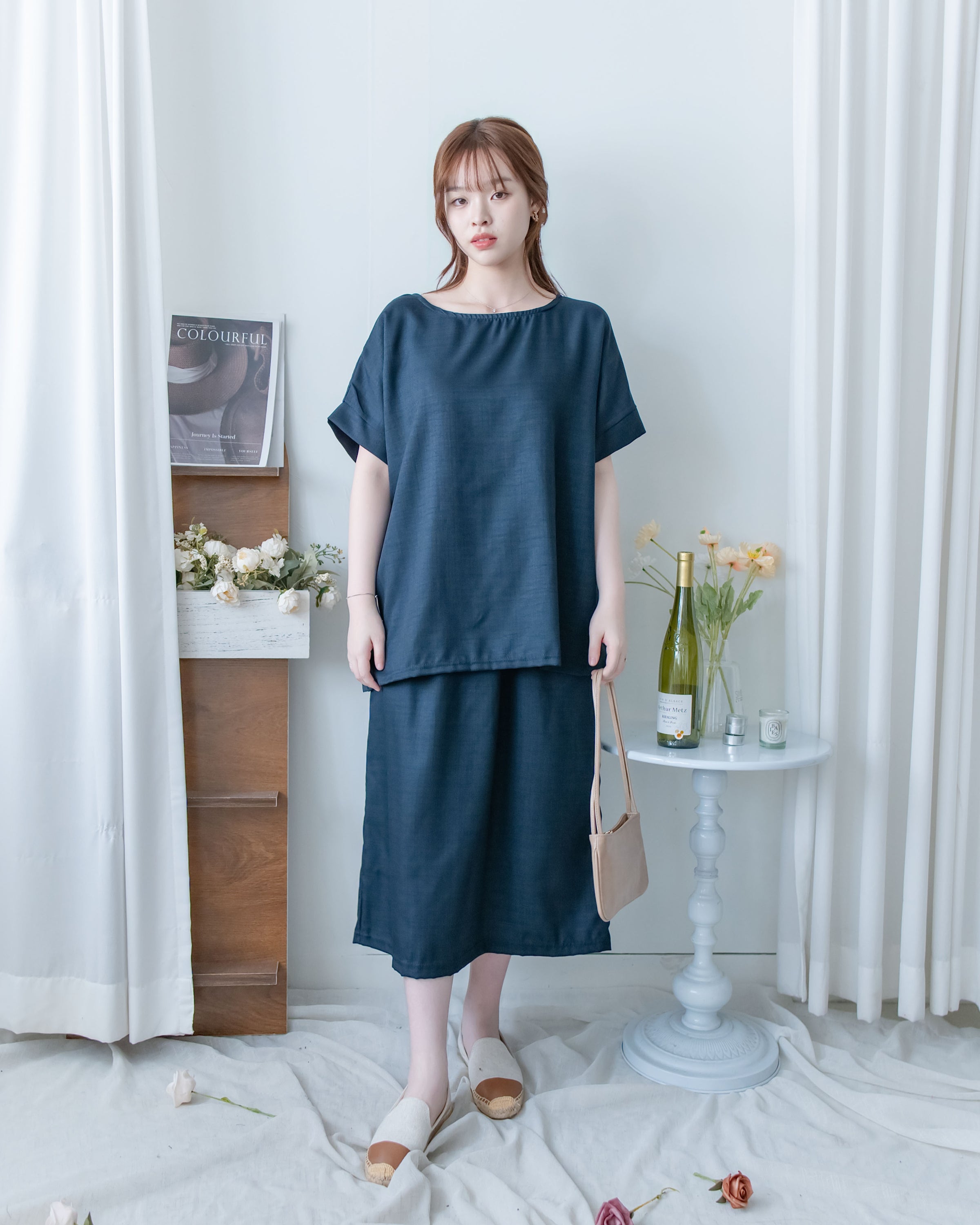 Minimalist Set 簡約無袖線後開叉套裝裙/ SE8117