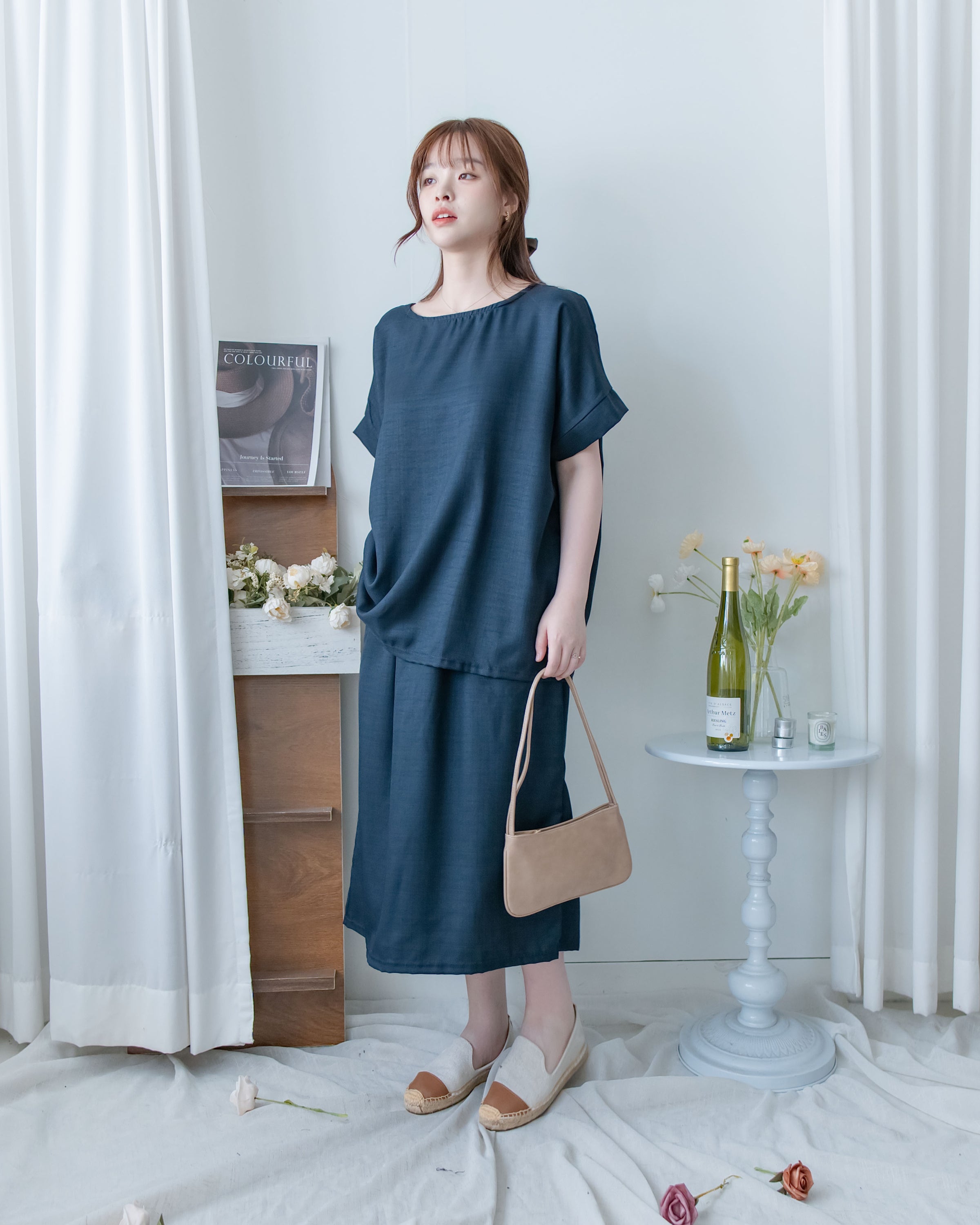 Minimalist Set 簡約無袖線後開叉套裝裙/ SE8117