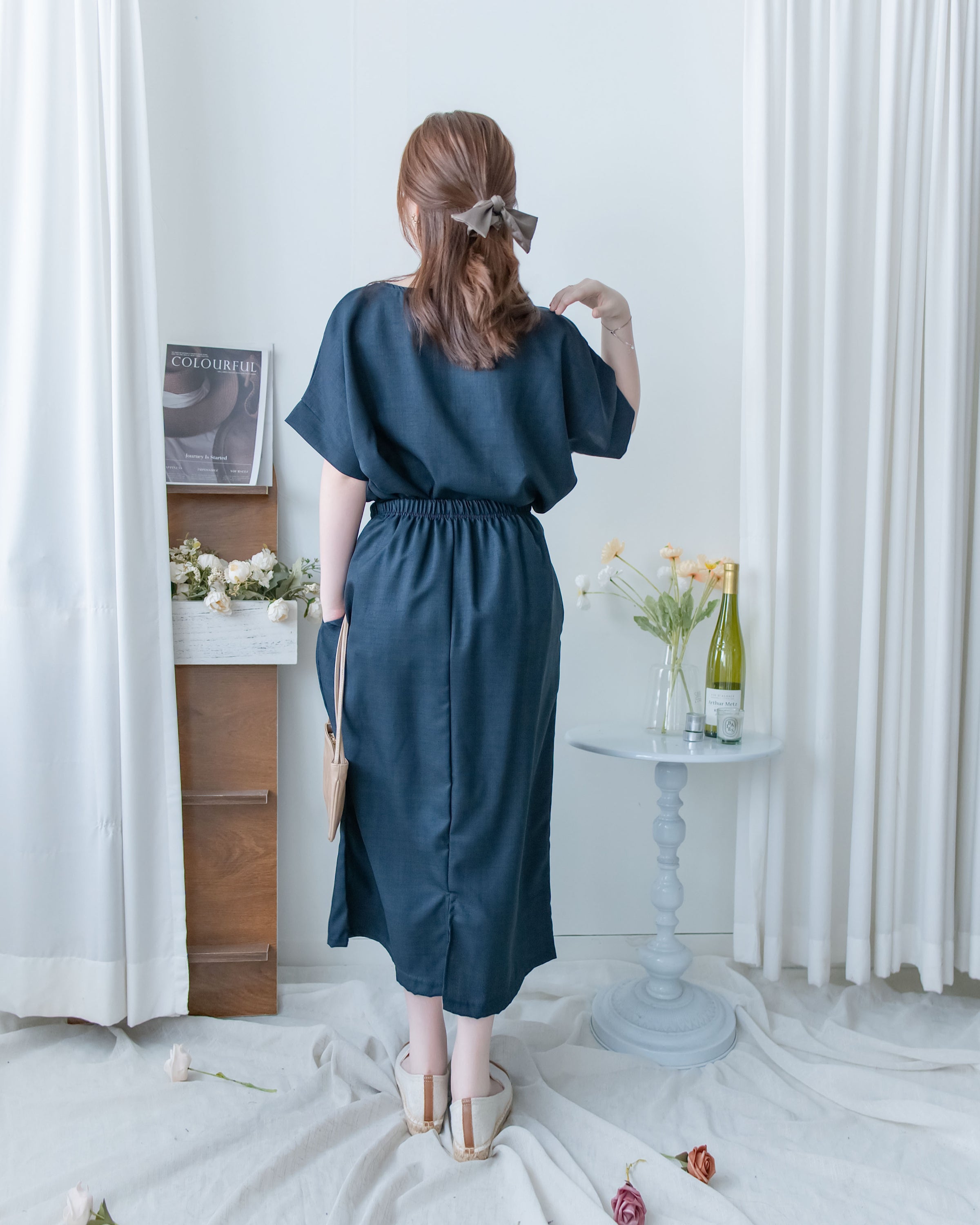 Minimalist Set 簡約無袖線後開叉套裝裙/ SE8117