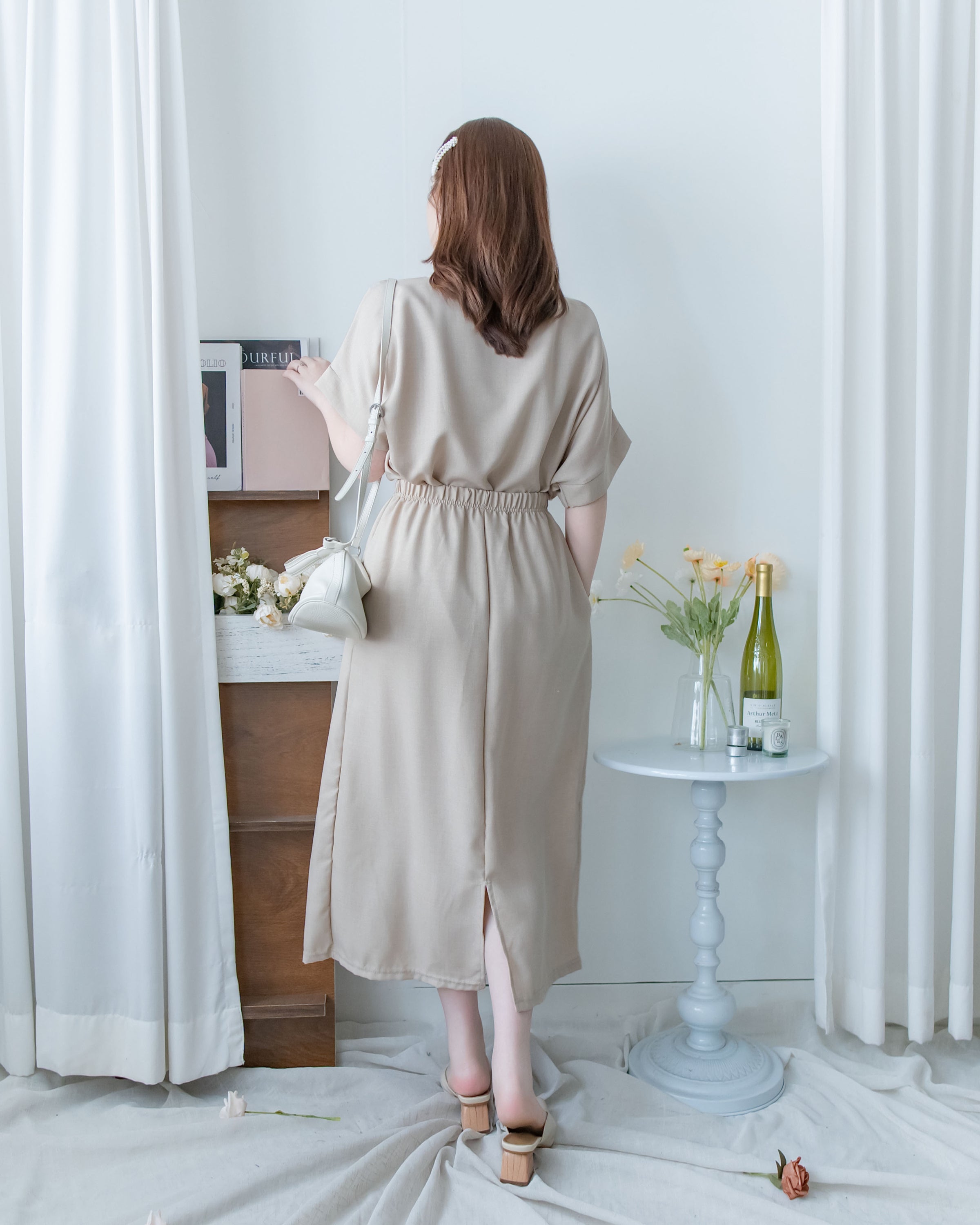 Minimalist Set 簡約無袖線後開叉套裝裙/ SE8117
