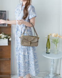 Porcelain Shirt Dress 無領陶瓷花印花恤衫連衣裙/ DS1151
