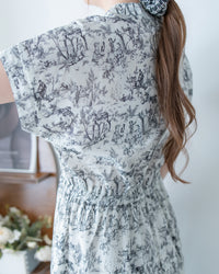 Porcelain Shirt Dress 無領陶瓷花印花恤衫連衣裙/ DS1151