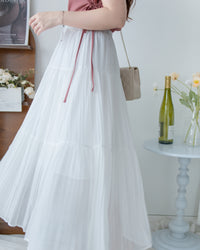 Chiffon Pleated Skirt 輕盈雪紡飄逸層次百褶長裙/SK8946