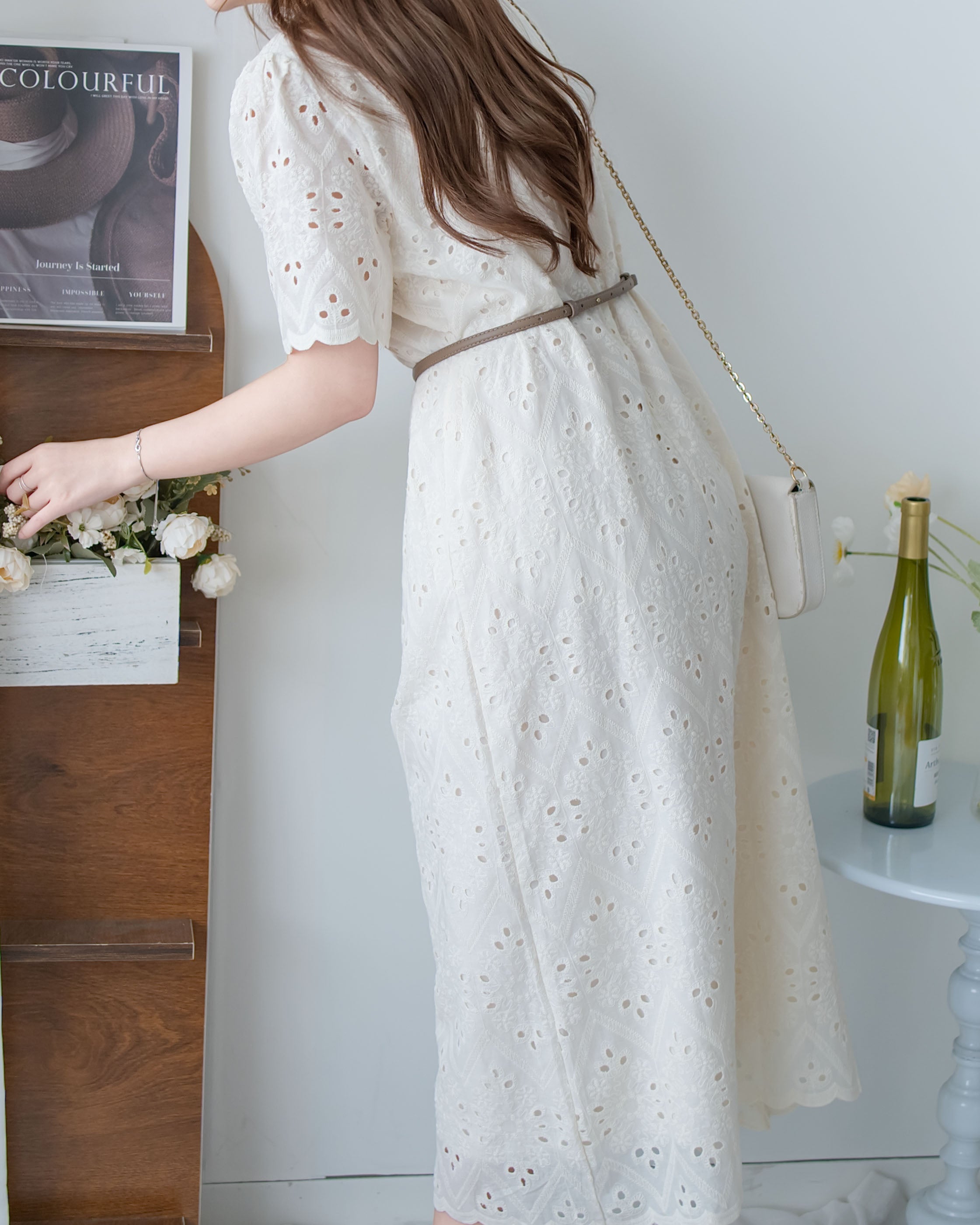 Lace Dress 精緻鏤空刺繡花邊連身裙/ DS1148