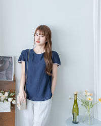 Coco Blouse 涼感微光拼色顯瘦傘袖上衣/ BU9146