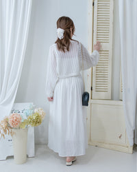 Knit Vest Set 鏤空針織外套風琴車褶長裙套裝/SE8118