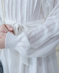 Knit Vest Set 鏤空針織外套風琴車褶長裙套裝/SE8118