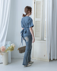 Cross Blouse 輕盈交叉帶後蝴蝶上衣/BU9150