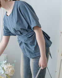 Cross Blouse 輕盈交叉帶後蝴蝶上衣/BU9150