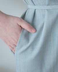 [intent label/intent製 ] Morandi Shirt Dress 十字暗紋莫蘭迪色系細領口袋連衣裙/ DSA8007