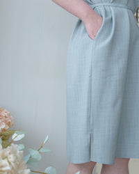 [intent label/intent製 ] Morandi Shirt Dress 十字暗紋莫蘭迪色系細領口袋連衣裙/ DSA8007