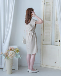 [intent label/intent製 ] Morandi Shirt Dress 十字暗紋莫蘭迪色系細領口袋連衣裙/ DSA8007
