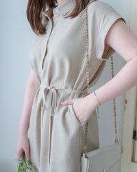 [intent label/intent製 ] Morandi Shirt Dress 十字暗紋莫蘭迪色系細領口袋連衣裙/ DSA8007