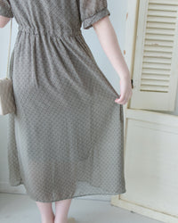 Rhombus Dress 輕復古菱格紋修腰連身裙/ DS1160