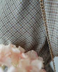 Rhombus Dress 輕復古菱格紋修腰連身裙/ DS1160
