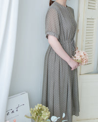 Rhombus Dress 輕復古菱格紋修腰連身裙/ DS1160