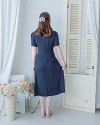 Side Slit Dress 車褶腰身綁帶開衩直身連身裙/ DS1161