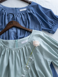 [intent label/intent製 ] Sophie Collar Dress 細褶方圓領顯瘦腰間口袋連身裙/  DSA8006