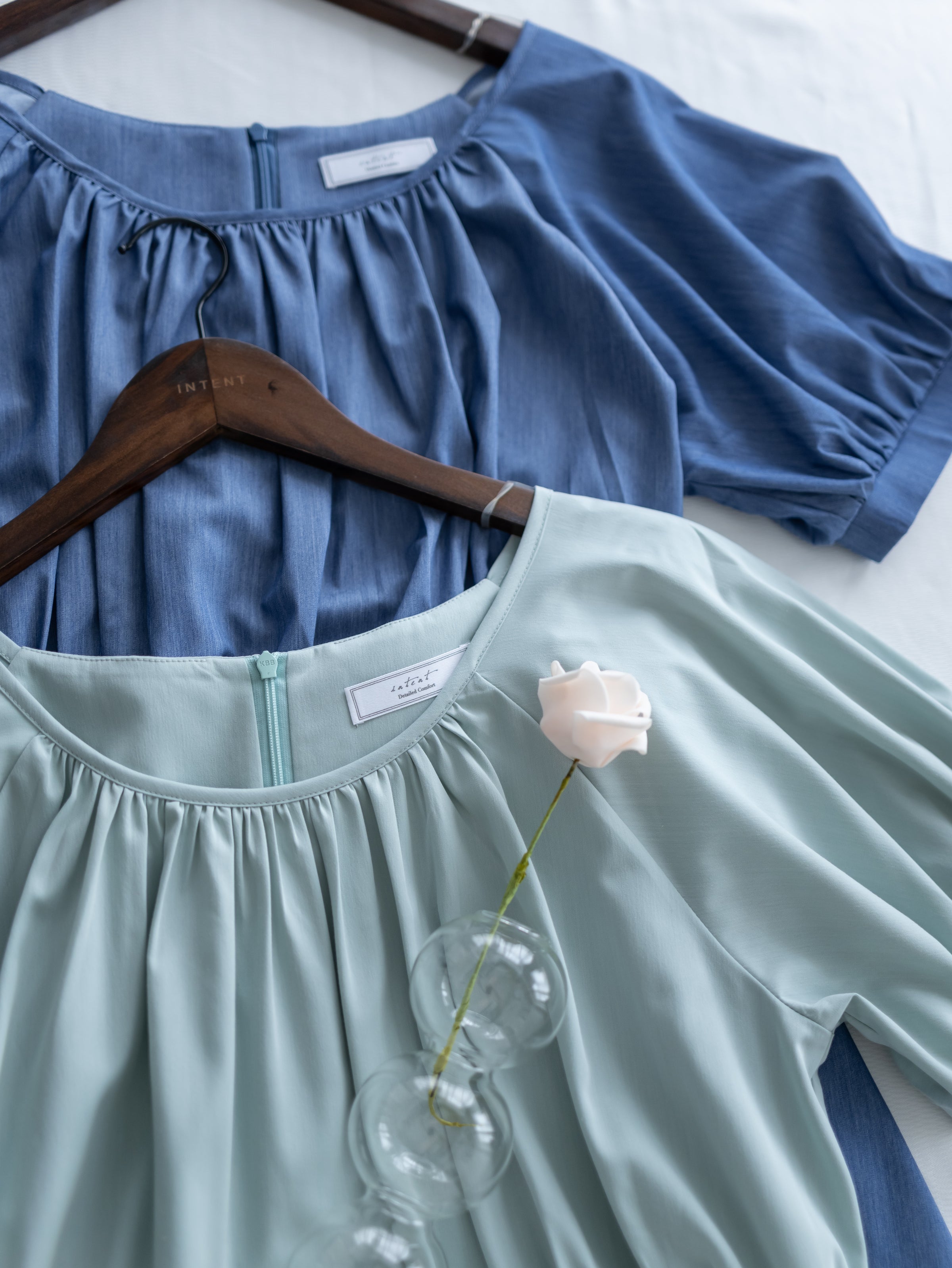[intent label/intent製 ] Sophie Collar Dress 細褶方圓領顯瘦腰間口袋連身裙/  DSA8006