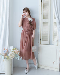 Rhombus Dress 輕復古菱格紋修腰連身裙/ DS1160