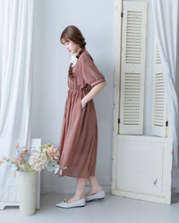 Rhombus Dress 輕復古菱格紋修腰連身裙/ DS1160