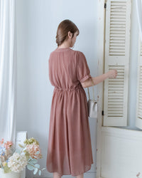 Rhombus Dress 輕復古菱格紋修腰連身裙/ DS1160