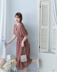 Rhombus Dress 輕復古菱格紋修腰連身裙/ DS1160