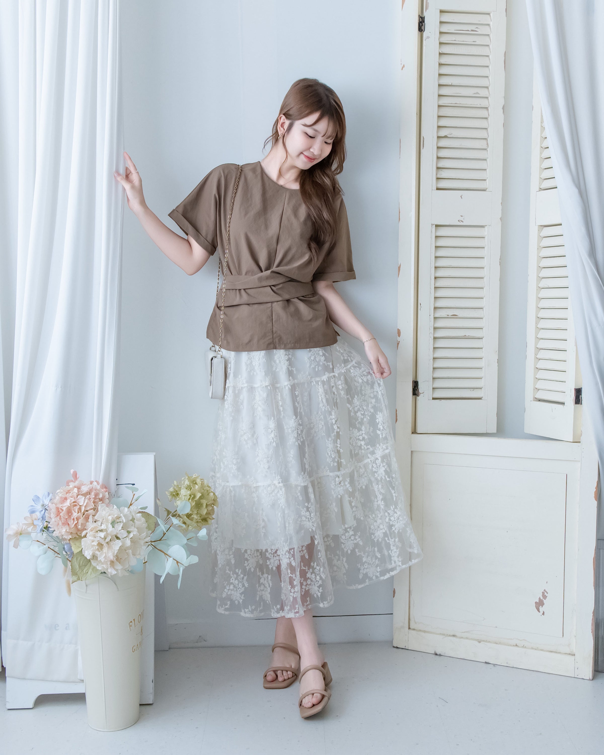 Floral Branch Skirt 浪漫鏤空刺繡層次薄紗傘裙/SK8949