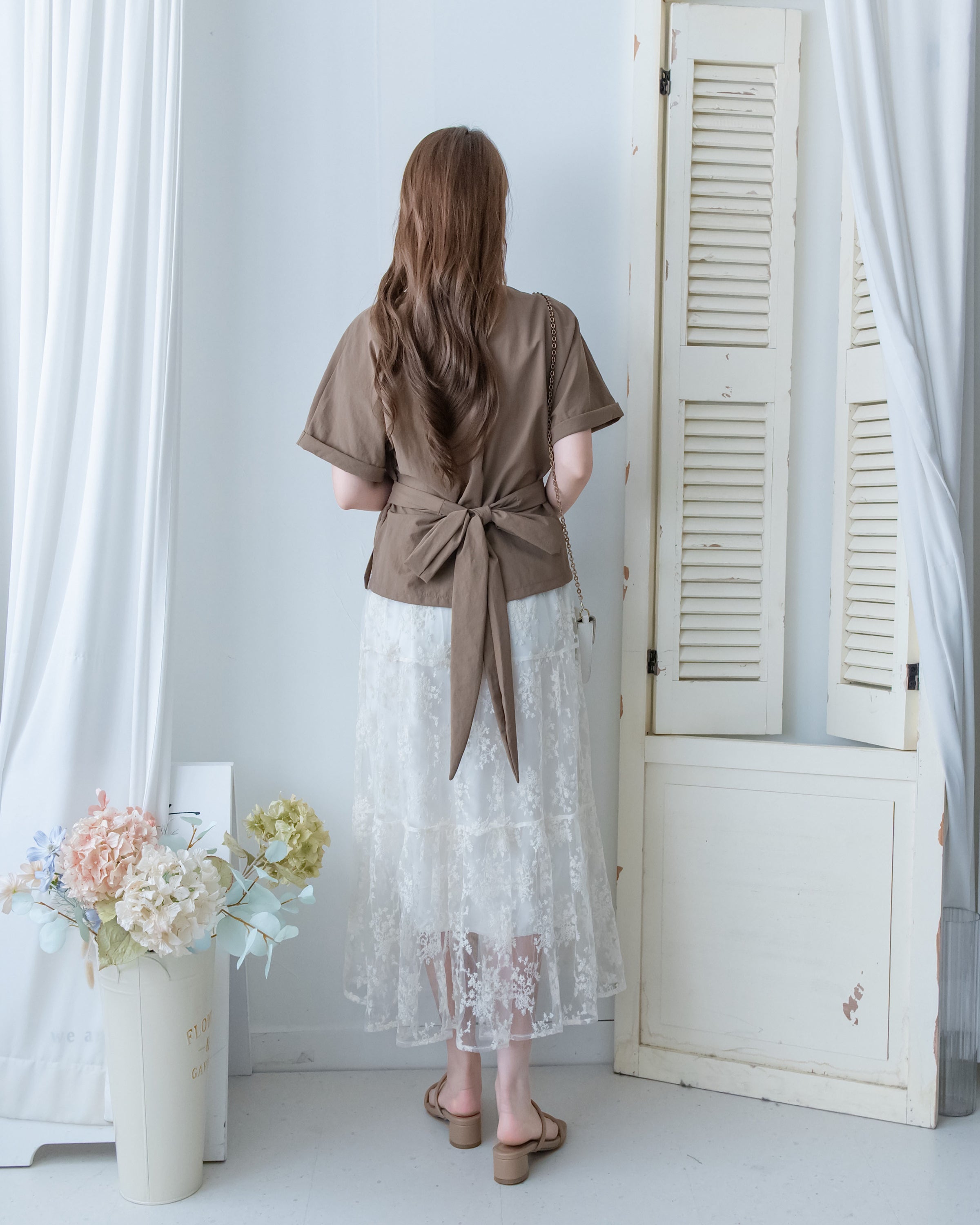 Cross Blouse 輕盈交叉帶後蝴蝶上衣/BU9150