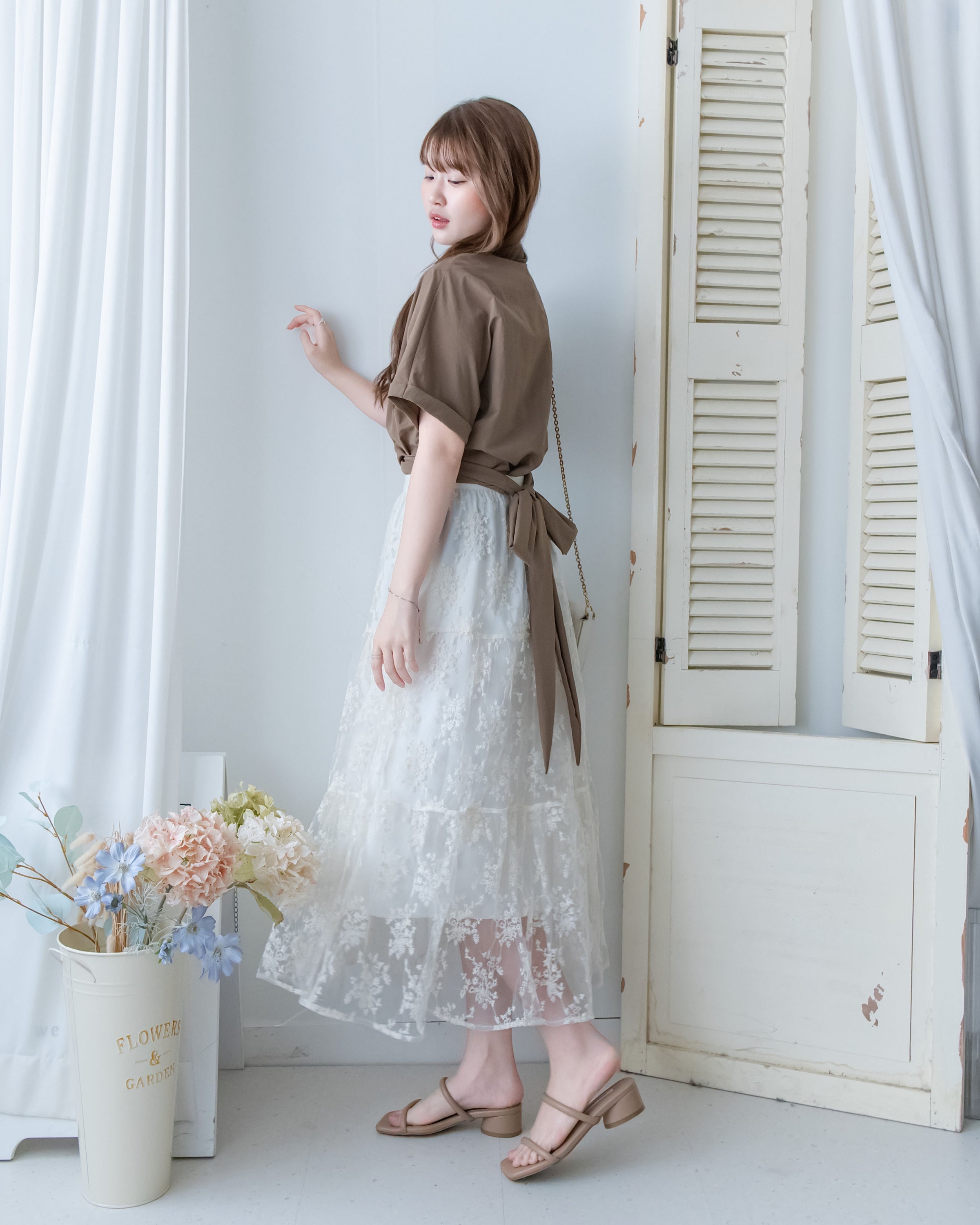 Floral Branch Skirt 浪漫鏤空刺繡層次薄紗傘裙/SK8949