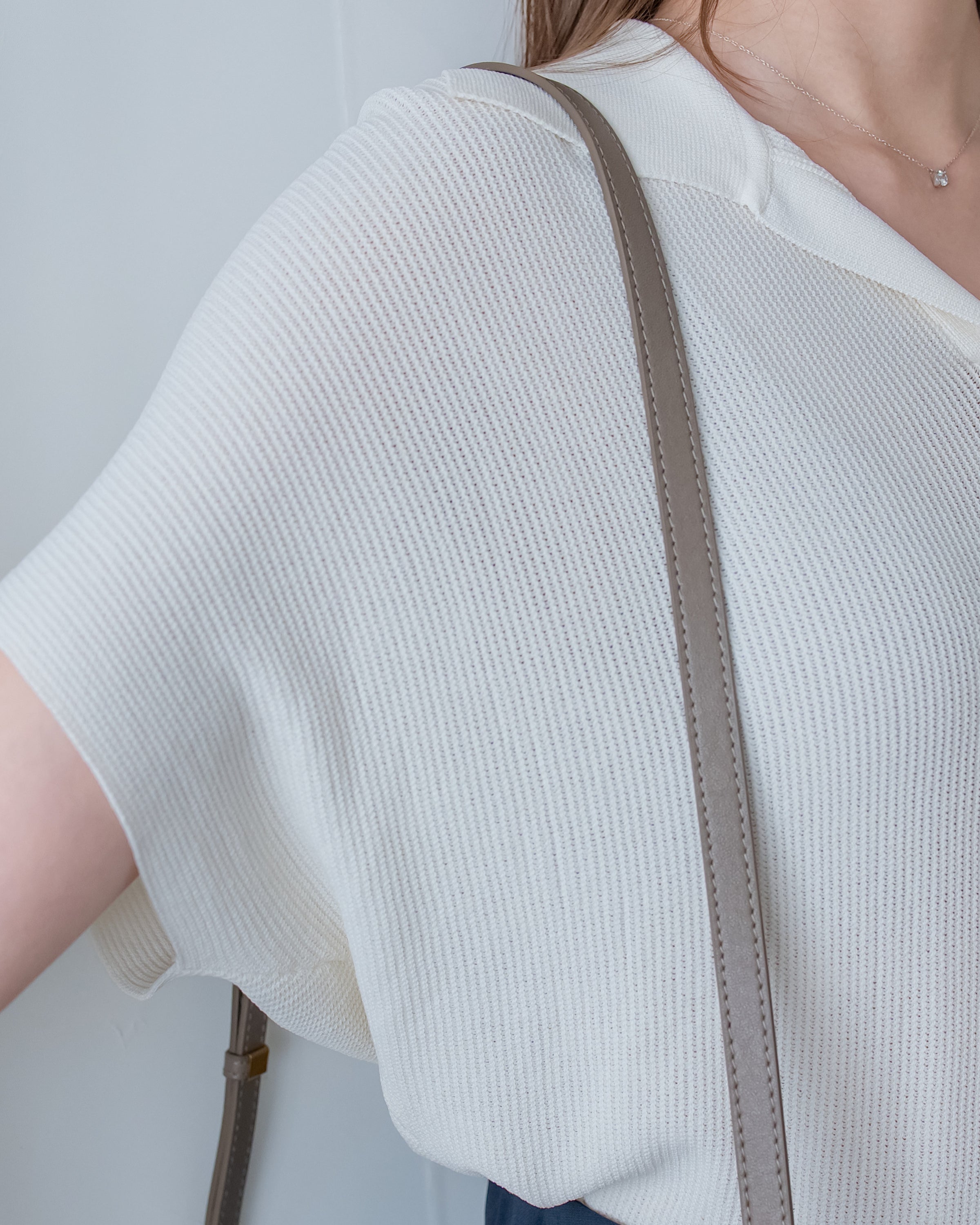 Knit Collar Top 無袖線防皺薄翻領針織衫/TP9235
