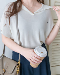 Knit Collar Top 無袖線防皺薄翻領針織衫/TP9235
