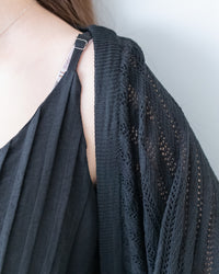 Knit Vest Set 鏤空針織外套風琴車褶長裙套裝/SE8118