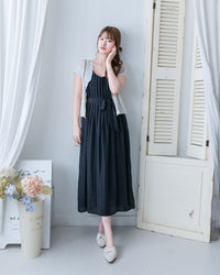 Knit Vest Set 鏤空針織外套風琴車褶長裙套裝/SE8118