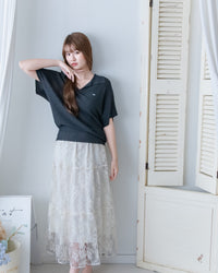 Knit Collar Top 無袖線防皺薄翻領針織衫/TP9235