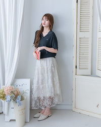 Knit Collar Top 無袖線防皺薄翻領針織衫/TP9235